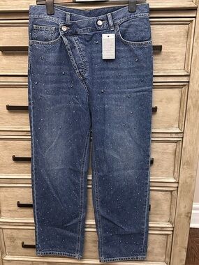 Liu Jo Blue Denim Boyfriend Jeans with Subtle Studs